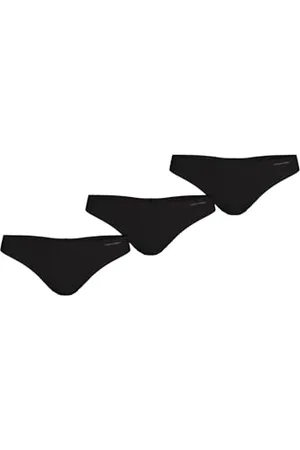 Calvin Klein Damskie opakowanie 3 stringów niewidocznych bezszwowych, Czarny (czarny W/Smoke Logo (3)), XL