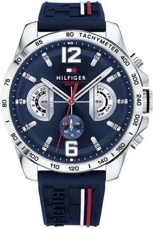 Tommy Hilfiger 1791476 Unisex Analogowy Zegarek Kwarcowy z Bransoletką Silikonową, 46 mm, Niebieski