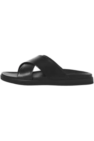 JACK & JONES Męskie sandały skórzane Jfwverona, czarne, 43 EU, , 43 EU