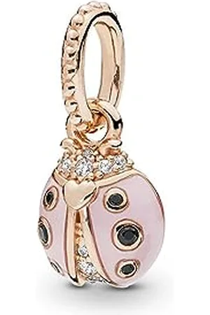 PANDORA Rosafarbener Marienkäfer Anhänger mit 14 Karat rosévergoldete Metalllegierung und Cubic Zirkonia/ Kristalle, aus der Collection Moments