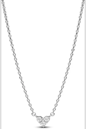 PANDORA Timeless Drei Sterne Herz Collier-Halskette aus Sterling Silber mit Zirkonia Steinen, Größe 45cm, 393014C01-45