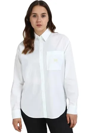 Calvin Klein Jeans Damska koszula z tkaną etykietą J20J224436, S/S, biała, M, , M