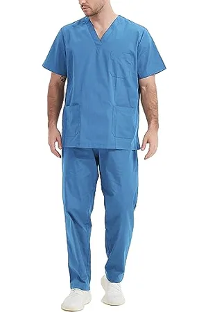 MISEMIYA Strój Uniform Unisex Bluzka - Mundur medyczny z topem i spodniami - Ref.6801-6802, niebieski, XL