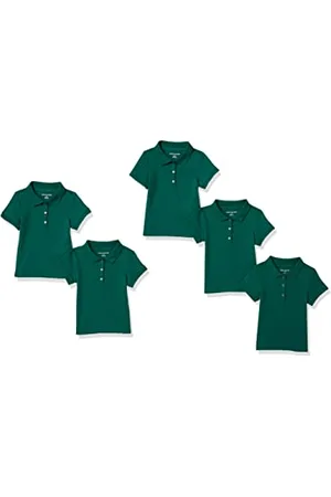 Amazon Dziewczęca koszulka polo z krótkim rękawem, 5 sztuk, ciemnozielona, XS