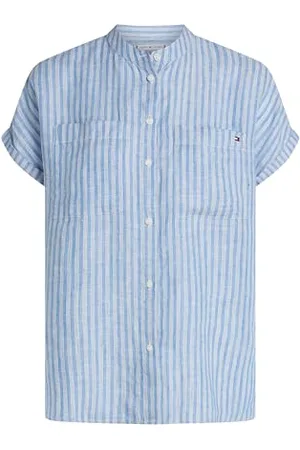 Tommy Hilfiger Damska bluzka ESS lniana bez kołnierza S/S WW0WW44715, , 58