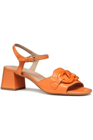 Geox Damskie sandały D New ERAKLIA 50 T C na obcasie, pomarańczowe, 39,5 EU, , 39.5 EU