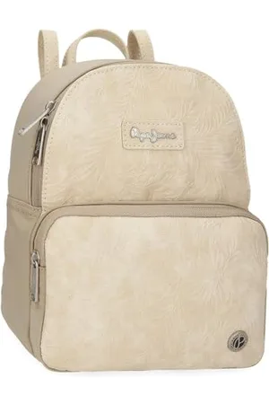 Pepe Jeans Jana Plecak na co dzień Beżowy 20 x 25,5 x 10 cm Poliester z Detalami Ze Sztucznej Skóry by Joumma Bags, , Talla única, plecak na co dzień