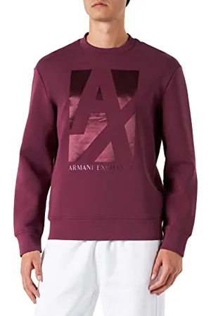 Armani Exchange Męski sweter z nadrukiem maxi, okrągły dekolt, długi rękaw, , XS