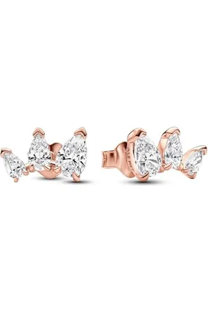 PANDORA Timeless Funkelnde Birnen-Ohrringe aus Sterling Silber mit rosévergoldeter Metalllegierung und Zirkonia, 282836C01