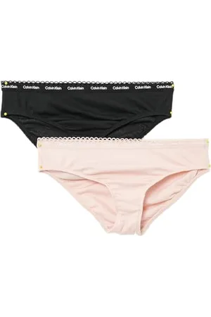Calvin Klein Jeans Dziewczęce 2-pak bikini G80G800704 majtki, różowe (Peachwhip/Pvhblack), 10-12, , 10-12 lat