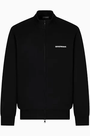 Emporio Armani MAN ICONIC PIQUET BLUZA Z zamkiem błyskawicznym, czarna, S, , S