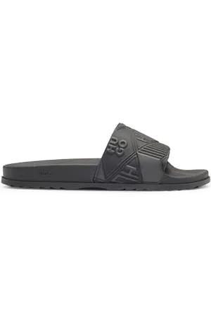 HUGO BOSS Męskie mułki wykonane we Włoszech z mieszanym logo, Czarny001, 40 EU