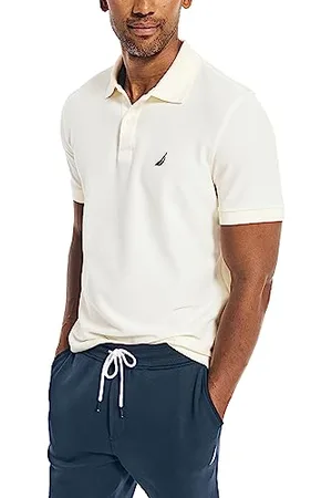 Nautica Męska klasyczna koszulka polo z krótkim rękawem Solid Performance Deck, Żagiel kremowy, M