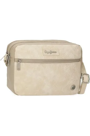 Pepe Jeans Jana Torba na ramię Dwukomorowa Beżowy 24X16X9 cm Poliester z Detalami ze Sztucznej Skóry by Joumma Bags, , Talla única, torba na ramię z dwoma