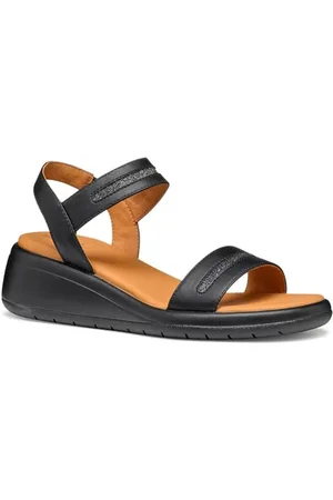 Geox D MELICONIA E Wedge sandały damskie, czarne, rozmiar 36 EU, , 36 EU