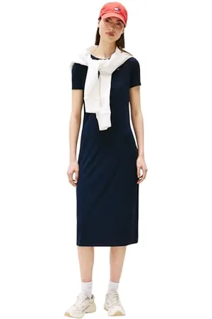 Tommy Hilfiger Damska sukienka midi TJW RIB BODYCON bodycon sukienka, niebieska, M, , M