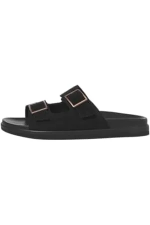 JACK & JONES Męskie sandały Jfwdallas Suede Buckle, czarne, 41 EU, , 41 EU