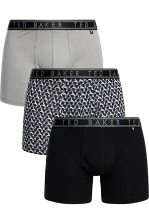 Ted Baker 3-pak bawełnianych bokserek, rozmiar M wrzosowy szary/retro geo niebieski/czarny, , M