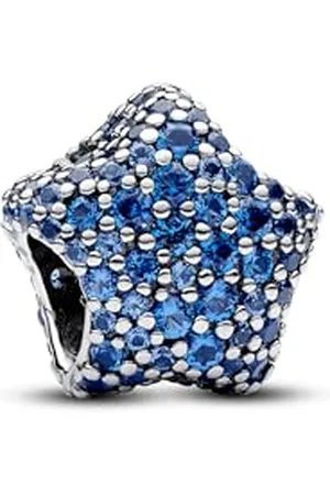 PANDORA Moments Auffälliges Pavé-Stern Charm aus Sterling Silber mit künstlichen Kristallen, Kompatibel Moments Armbändern, 793026C01
