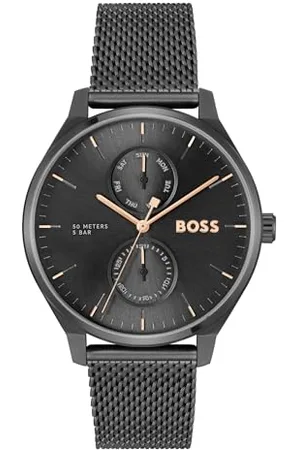 HUGO BOSS Analogowy wielofunkcyjny zegarek kwarcowy dla mężczyzn kolekcja TYLER z czarną bransoletką ze stali nierdzewnej - 1514105, Nowoczesny
