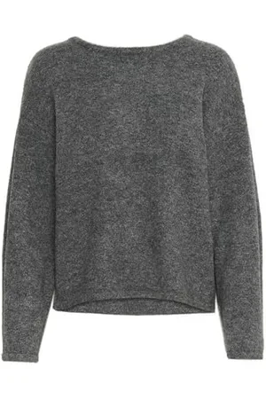 Kaffe Damski sweter z otwartym tyłem zrelaksowany krój okrągły dekolt długi rękaw długość bioder, , L