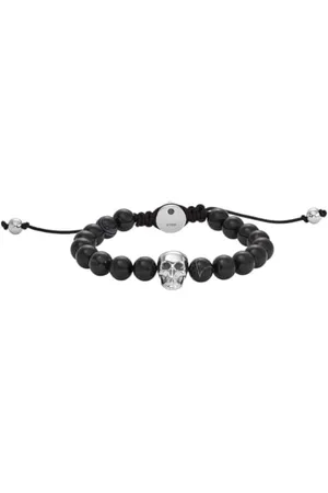 Diesel Pulsera Para Hombre Cuentas, Longitud: 180-195mm, Ancho: 8mm, Altura: 14.5mm Negro Pulsera Semipreciosa, DX1381040