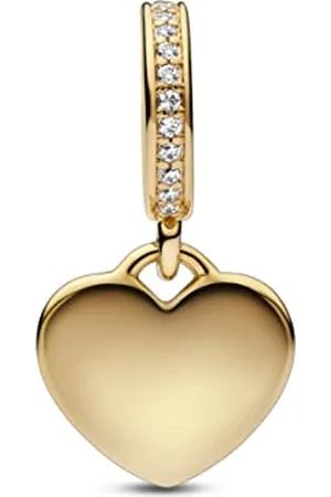 PANDORA Herz Charm-Anhänger aus Sterlingsilber mit Zirkonia in der Farbe Gold, Kompatibel mit Moments Armbänder, 768761C01