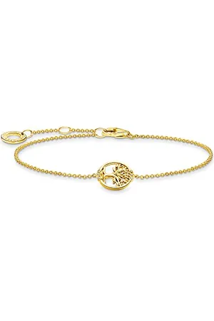 Thomas Sabo Damska bransoletka Gold Tree of Love925 srebro wysokiej próby A2041-414-14-L19V, Eine Grösse, Srebro szterlingowe, Cyrkonia sześcienna