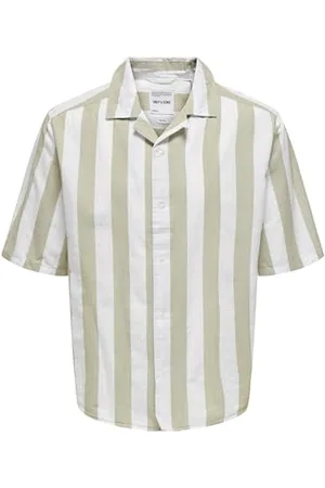 Only & Sons Męska koszula Onstes Rlx Ctn Slub Stripe Ss, , L, , L