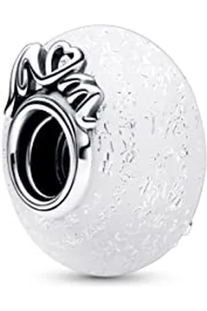 PANDORA Moments Glitzerndes weißes Murano-Glas Mum & Love Charm Moments Collection, kompatibel Moments Armbändern, 792655C00