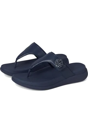 FitFlop Damskie sandały F-Mode GO BEADIE-Button ADJ. Płaskie sandały T/P, granatowe, 8 UK, , 42 EU
