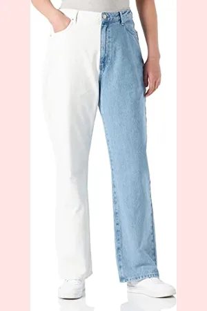 NA-KD Dwukolorowy prosty denim, , EU 42