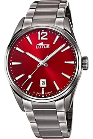 Lotus Męski zegarek na rękę ze stali nierdzewnej w kolorze szaro-czerwonym 42 mm, wodoszczelność: 10 bar, 18684/5, , bransoletka