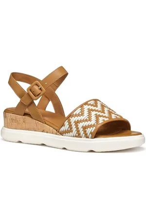 Geox Damskie sandały D PISA B Wedge, kamel/papirus, 38,5 EU, , 38.5 EU