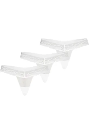 Teyli Damskie stringi tanga z siatki z koronką, 3 sztuki w opakowaniu, , S