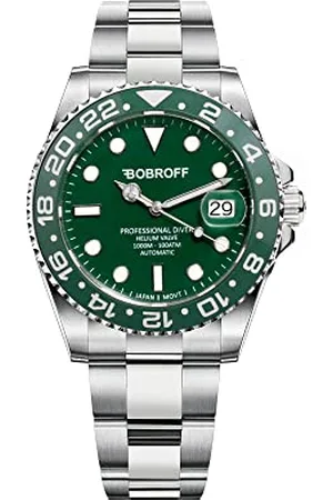 BOBROFF 1000 m, profesjonalny automatyczny zegarek męski Diver, zielony, zawór helowy BF0005, 41MM, bransoletka