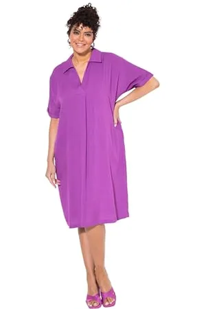 Ulla Popken Damska duże rozmiary, duże rozmiary, sukienka mini, oversize, kołnierzyk koszuli, dekolt w serek, półrękawy, , 42-44