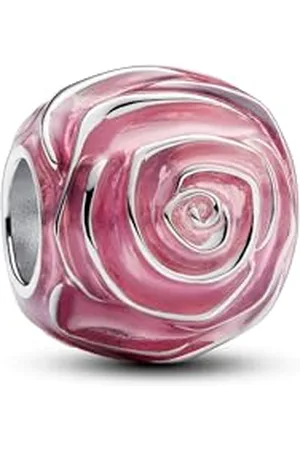 PANDORA Moments Rosafarbene Blühende Rose Charm aus Sterling Silber, Kompatibel mit Moments Armbändern, 793212C01