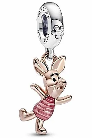 PANDORA Disney Winnie Puuh Ferkel Charm-Anhänger aus Sterling-Silber und 14 Karat rosévergoldeter Metalllegierung - kompatibel mit Moments Armbänder