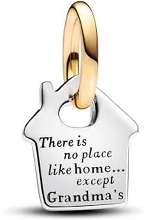 PANDORA Moments Bicolor Omas Haus Charm-Anhänger aus Sterling Silber mit vergoldeter Metalllegierung, Kompatibel mit Moments Armbändern , 763205C00