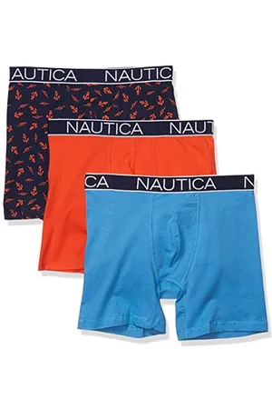 Nautica Bokserki męskie (3 sztuki), Pomarańczowy mak/Aero niebieski/kotwica-paw, L