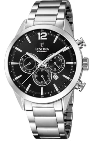 Festina Męski zegarek kwarcowy z chronografem z paskiem ze stali nierdzewnej F20343/8, Srebrny, Bransoletka