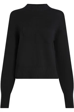Calvin Klein Jeans Damski luźny sweter CK Intarsia J20J224224, sweter, czarny, L, , L