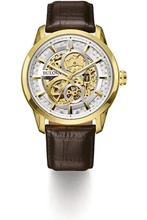 BULOVA Męski analogowy klasyczny zegarek automatyczny ze skórzanym paskiem 97A138, Klasyczny