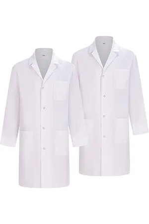 MISEMIYA Pakiet 2 sztuk - Szata laboratoryjna Unisex - Biała Szata Laboratorium Mężczyzna - Szlafrok medyczny Kobieta - Szlafrok laboratoryjny Mężczyzna Q816, , XXL