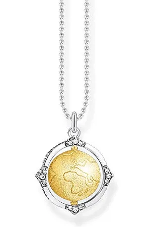 Thomas Sabo Damski naszyjnik w stylu vintage, kula ziemska, wysokiej próby 925, długość 38-42 cm, 42 cm, szterlingowe, Nie dotyczy