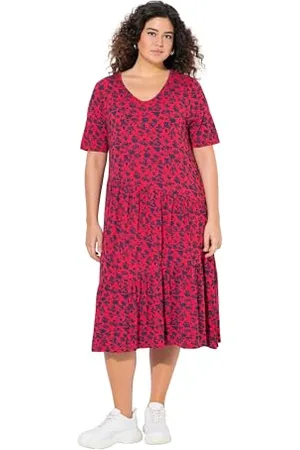 Ulla Popken Damska sukienka duże rozmiary, duże rozmiary, plus size, z asymetrycznymi falbankami, , 42-44