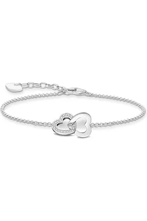 Thomas Sabo Bransoletka ze splecionymi sercami pozłacane srebro A2163-051-14, Eine Grösse, Srebro szterlingowe, Cyrkonia sześcienna