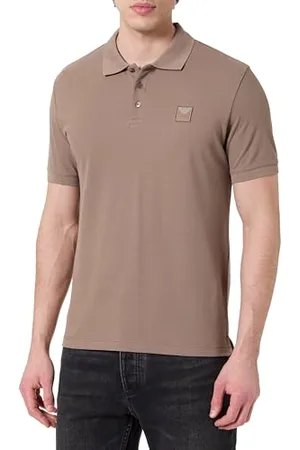 Emporio Armani Męska satynowa etykieta polo odzież plażowa brązowa M, , M