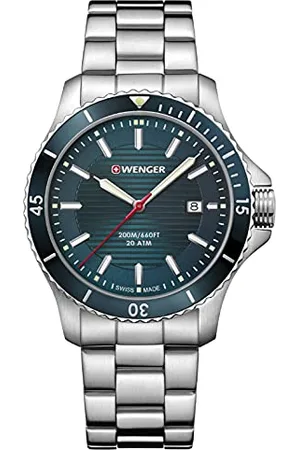 Wenger Męski zegarek na rękę Seaforce Ø 43 mm, Swiss Made, analogowy, kwarcowy, wodoszczelny do 200 m, bransoletka ze stali nierdzewnej, , bransoletka